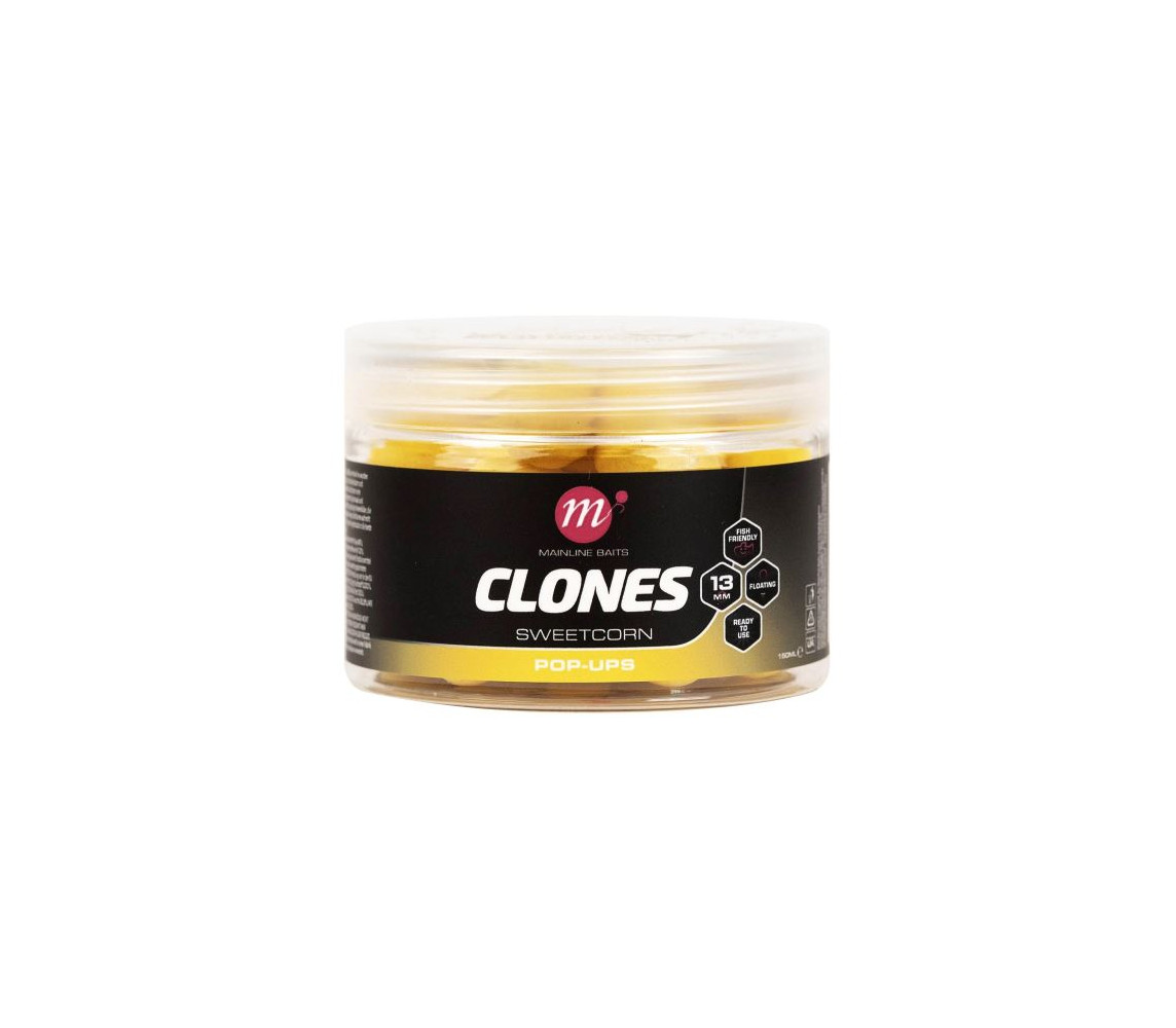 #3435 mainline-plavajuce-boilies-clones-pop-ups-13-mm-150-ml-sweetcorn